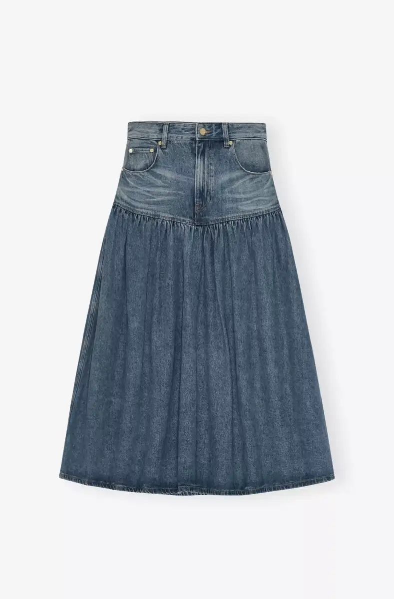 mellembl vasket denimskirt 1 - Mellembl&aring; vasket denimskirt