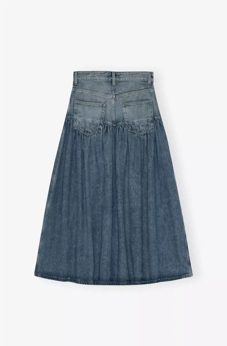 mellembl vasket denimskirt 2 - Mellembl&aring; vasket denimskirt